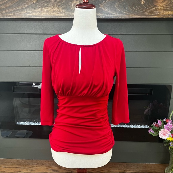 Ann Taylor - Red Blouse with Ruching - Size XS - Like New - Picture 1 of 3